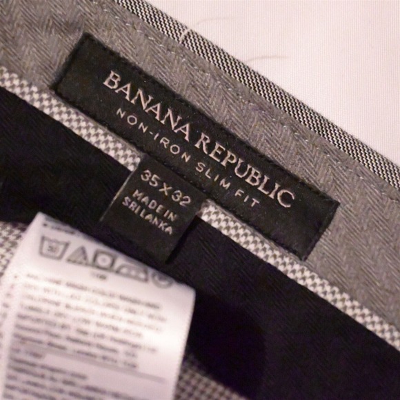 Banana Republic 35 x 32 Gray Woven Non Iron Slim Fit Dress Pants - Picture 2 of 3